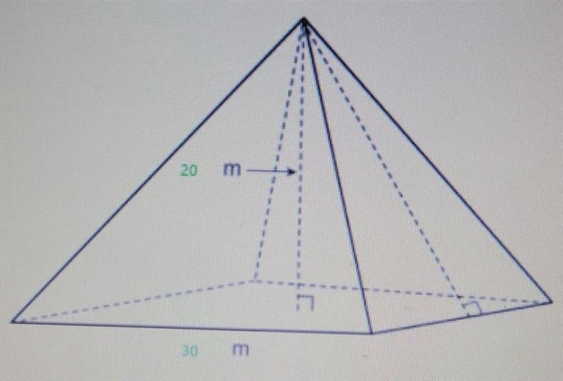 The volume of the square pyramid is ___ cubic meters.-example-1