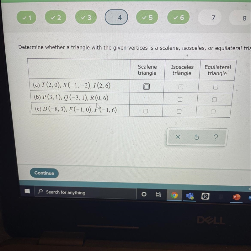 Determine whether a triangle with the given vertices is a scalene, isosceles, or equilateral-example-1