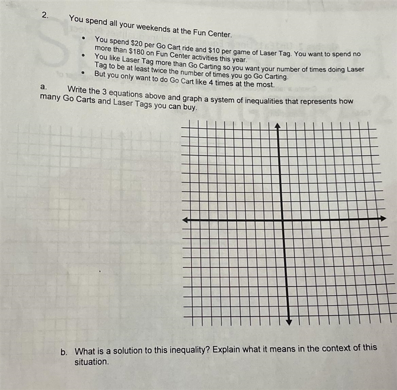 Write the 3 equations above and graph a system of inequalities that represents how-example-1