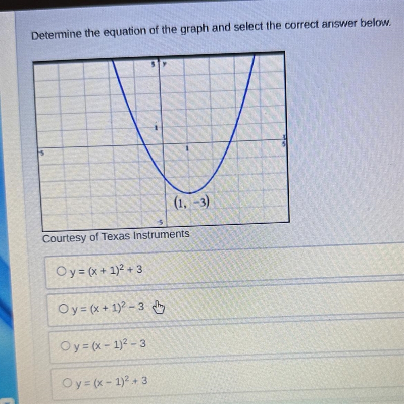 Determine the equation of the graph and select the correct answer below.-example-1