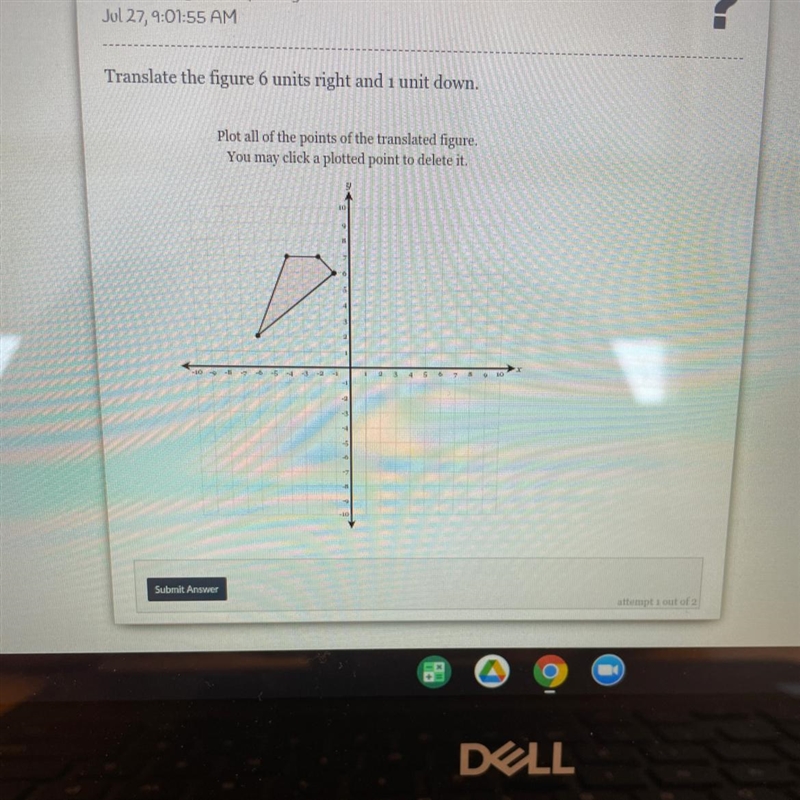 Translate the figure 6 units right and 1 unit down.Plot all of the points of the translated-example-1