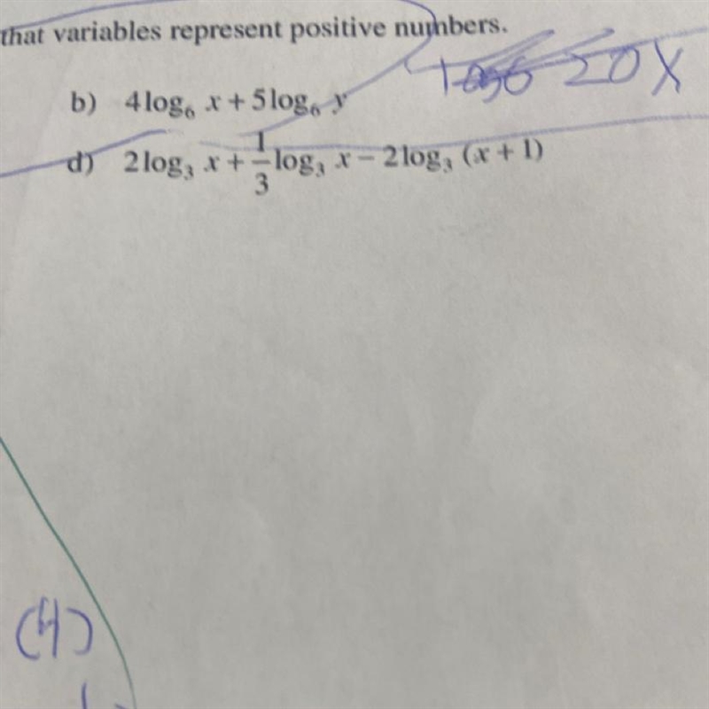 Write each as a single logarithm . Assume they’re all positive numbers-example-1