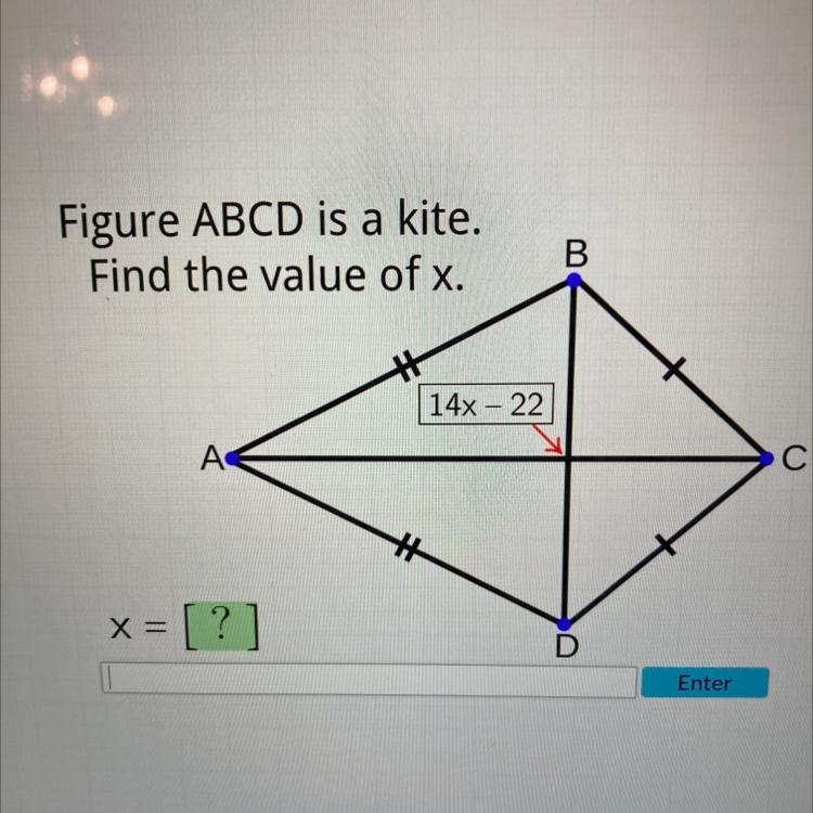 Figure ABCD Is a kite. Find x-example-1