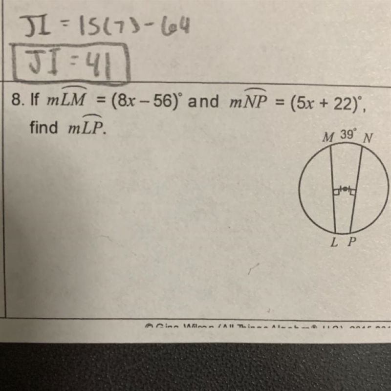 Got stuck, need help for solving the measure of arc LP.-example-1