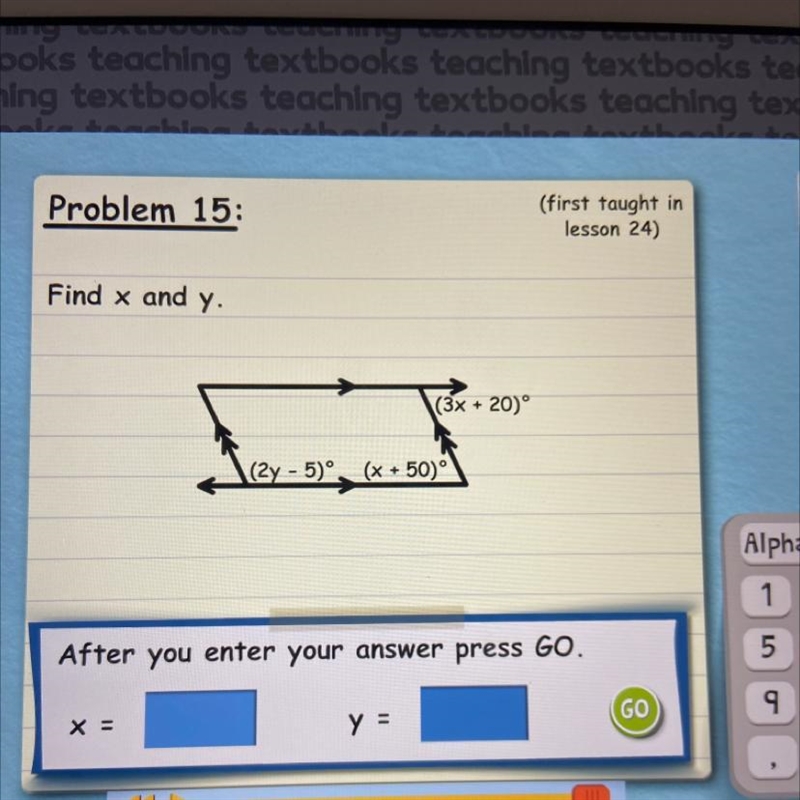 Find x and y !!!!!!! pls help 50 points !!-example-1