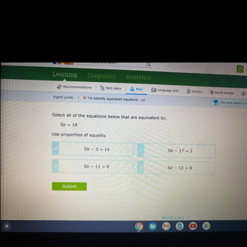 Select all the equations below that are equivalent to 5b = 19-example-1