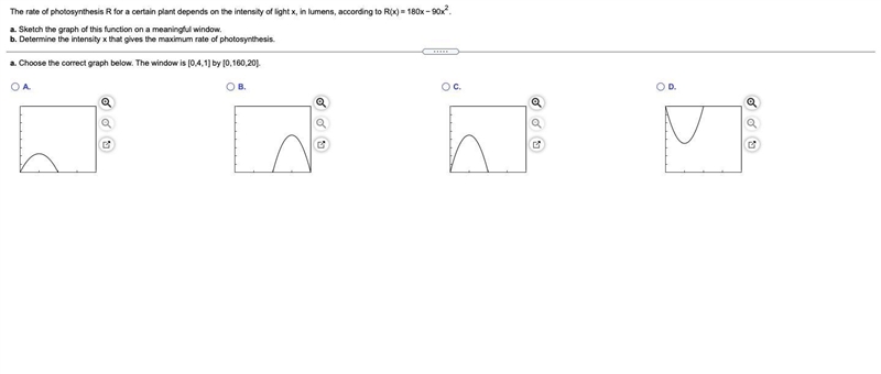 The rate of photosynthesis R for a certain plant depends on the intensity of light-example-1