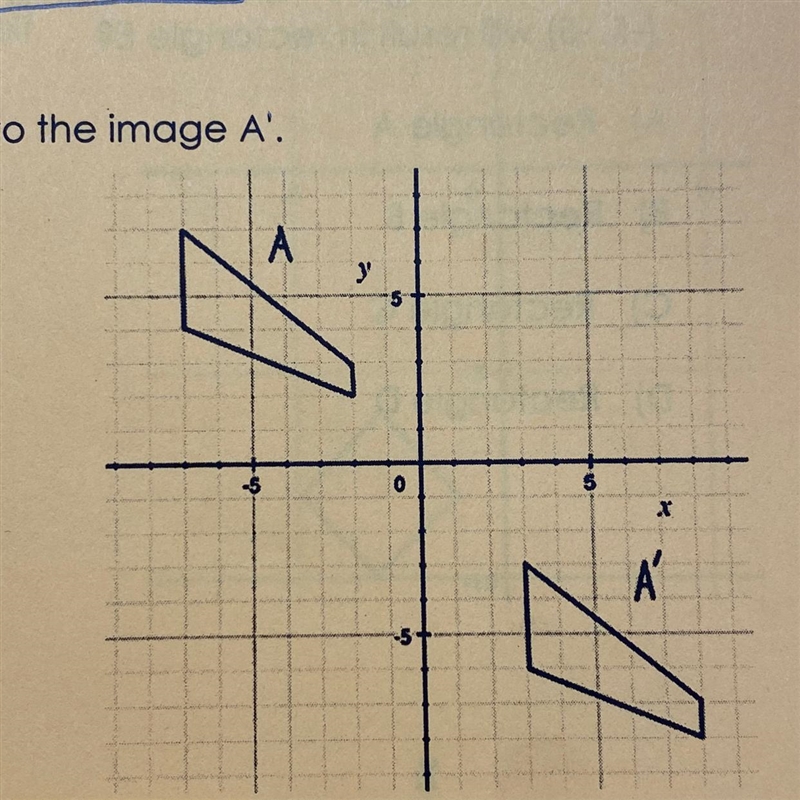 14) Describe the transformation that maps the pre-image A to the image A’.A) translated-example-1