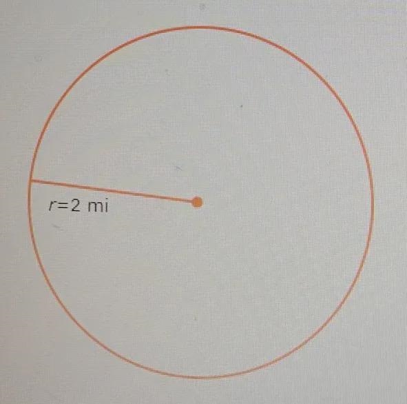 The radius of a circle is 2 miles. What is the circumference?Give the exact answer-example-1