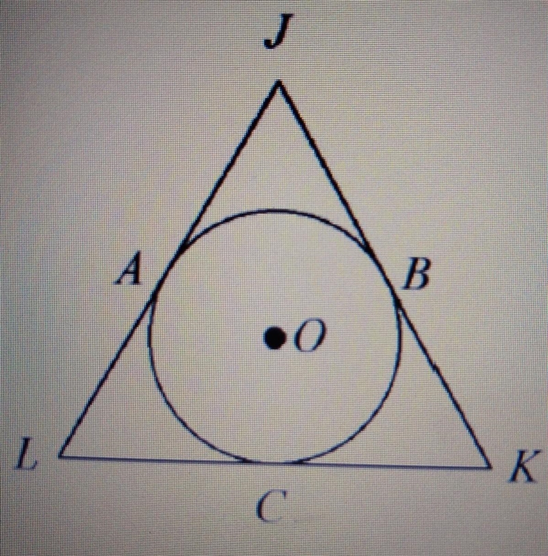 –– –– –JK, KL, LJ are all tangent to circle O. Of 9, –– ––AL=10 and CK = 14, find-example-1