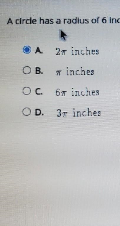 a circle has a radius 6 in in a central age of 60 what is the measure of the arc length-example-1