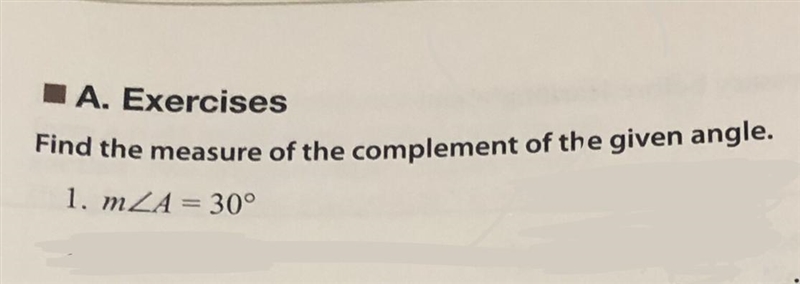 HELP THIS IS SUPER EASY I PROMSIE!! Find the measurement of the complement of the-example-1