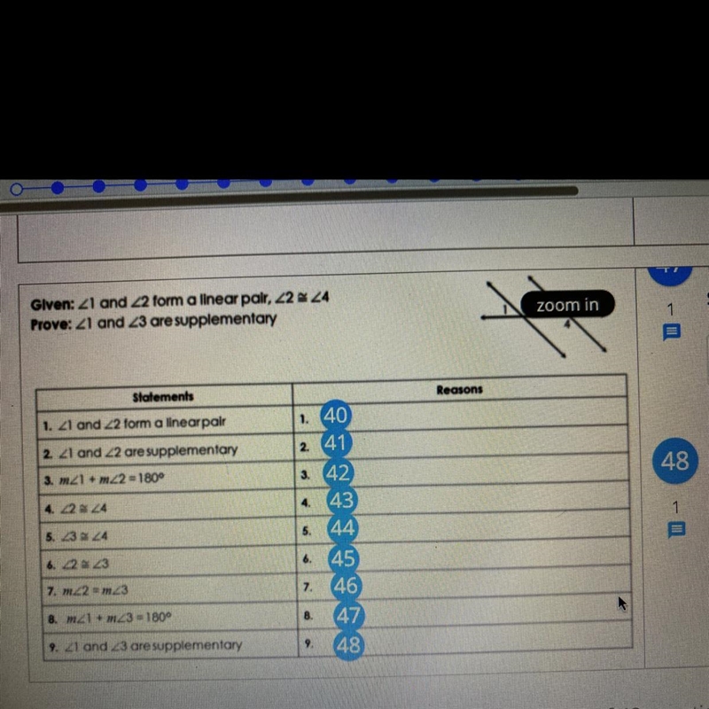 Please helpGiven: 21 and 22 form a linear pair, 22 - 24Prove: 21 and 23 are supplementaryzoom-example-1