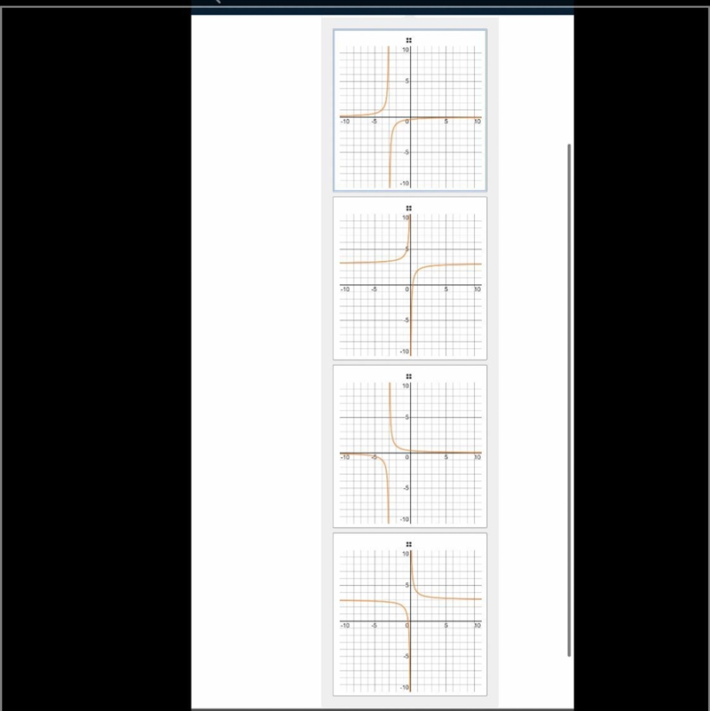 Match the appropriate graph to each equation. t(x)= 1/x+3t(x) = -1/x +3-example-1