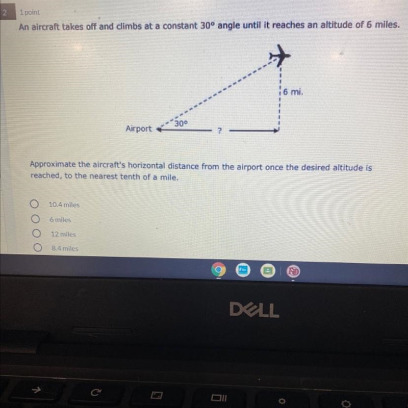 An aircraft takes off and climbs at a constant 30° angle until it reaches an altitude-example-1