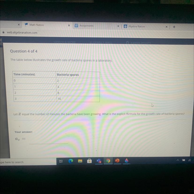 What is the explicit formula for the growth rate f bacteria spores-example-1