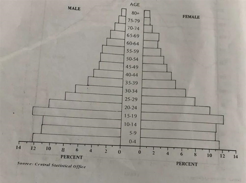 Which of the age group has about 8% of the female population?-example-1