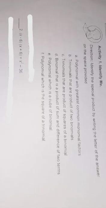 identify the special product by writing the letter of the answer on the space providthe-example-1