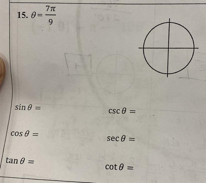 Hi, can you help me to rewrite the six trigonometric functions of theta in terms of-example-1