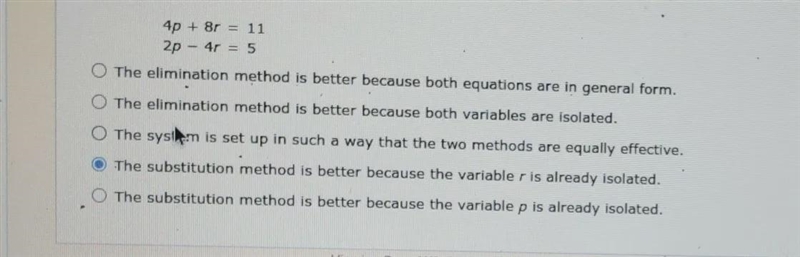 which system of equations is better to start up to solve using the subsition method-example-1