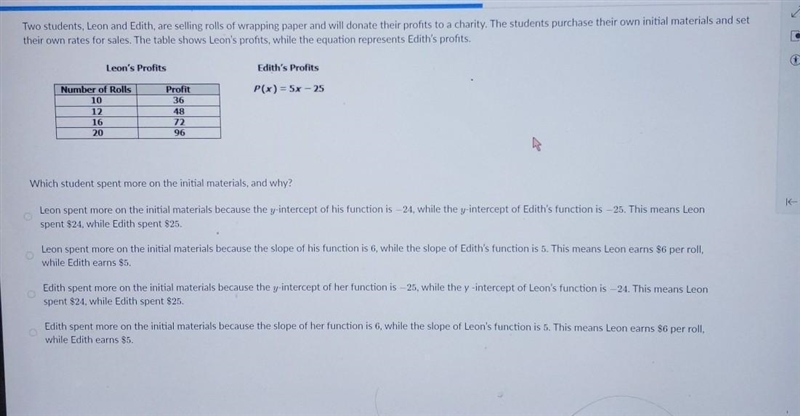 Which student spent more on the initial materials and why?-example-1