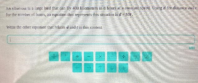 Write the other equation that relates d and t in this context-example-1