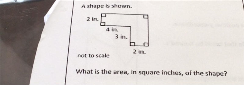 A shape is shown what is the area, in square inches, of the shape?-example-1