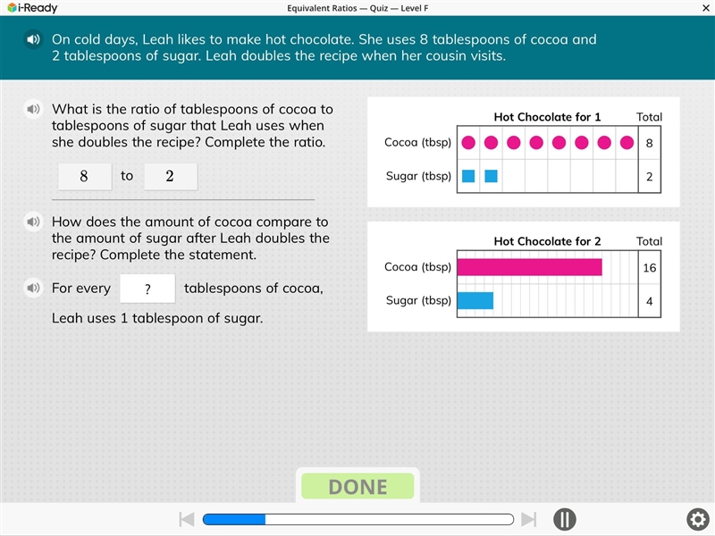 Please help me here! QUESTION: How does the amount of cocoa compare to the amount-example-1