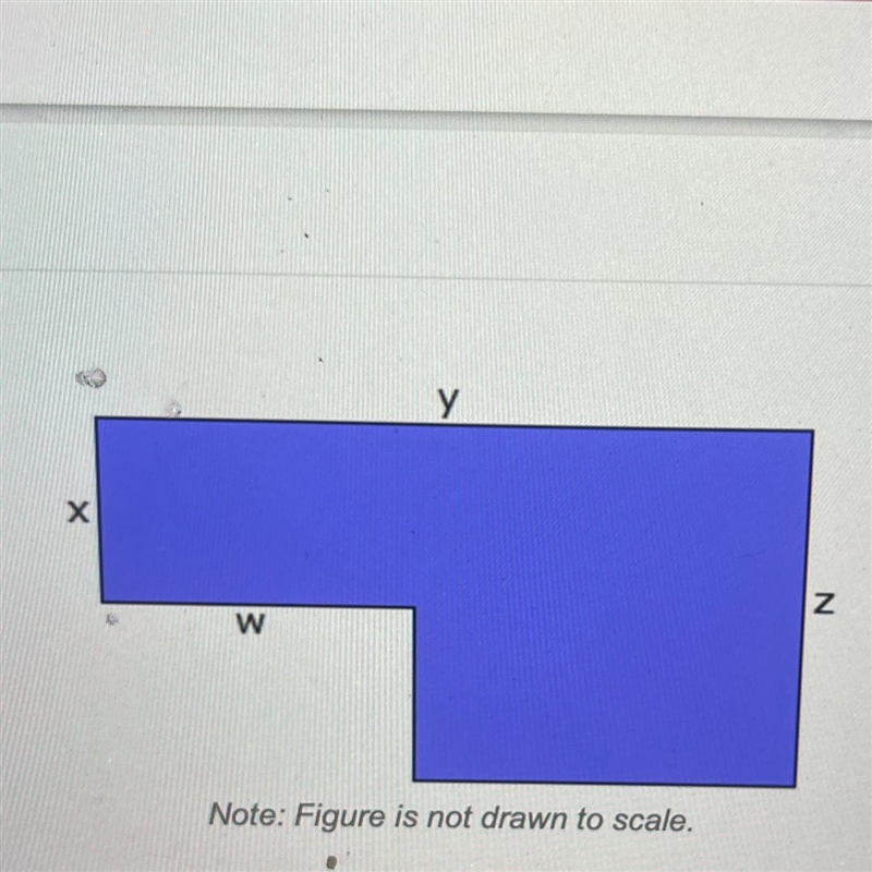 If x = 3 inches, y = 11 inches, w = 5 inches, and z = 5 inches, what is the area of-example-1