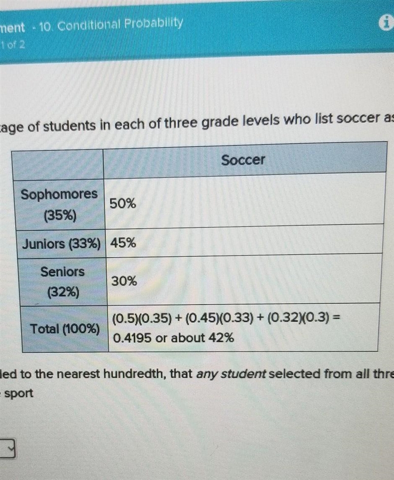 the table does the percentage of students in each of three grade levels hula soccer-example-1