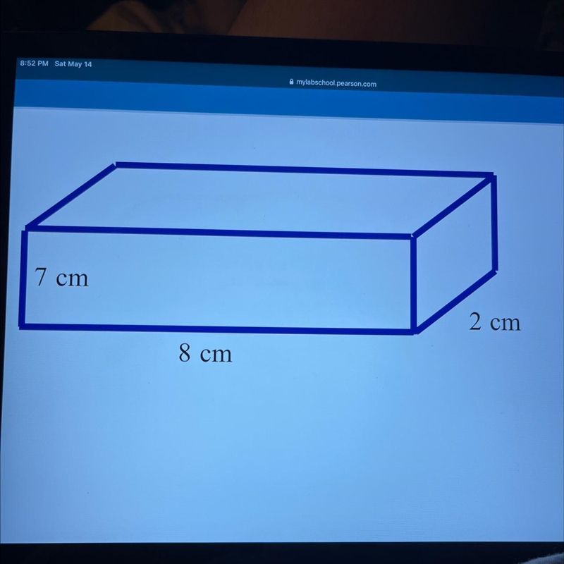 Find the volume of the rectangular prism. V=__ cm 3 little three^simply answer-example-1