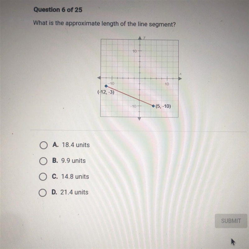 What is the approximate length of the line segment?-example-1