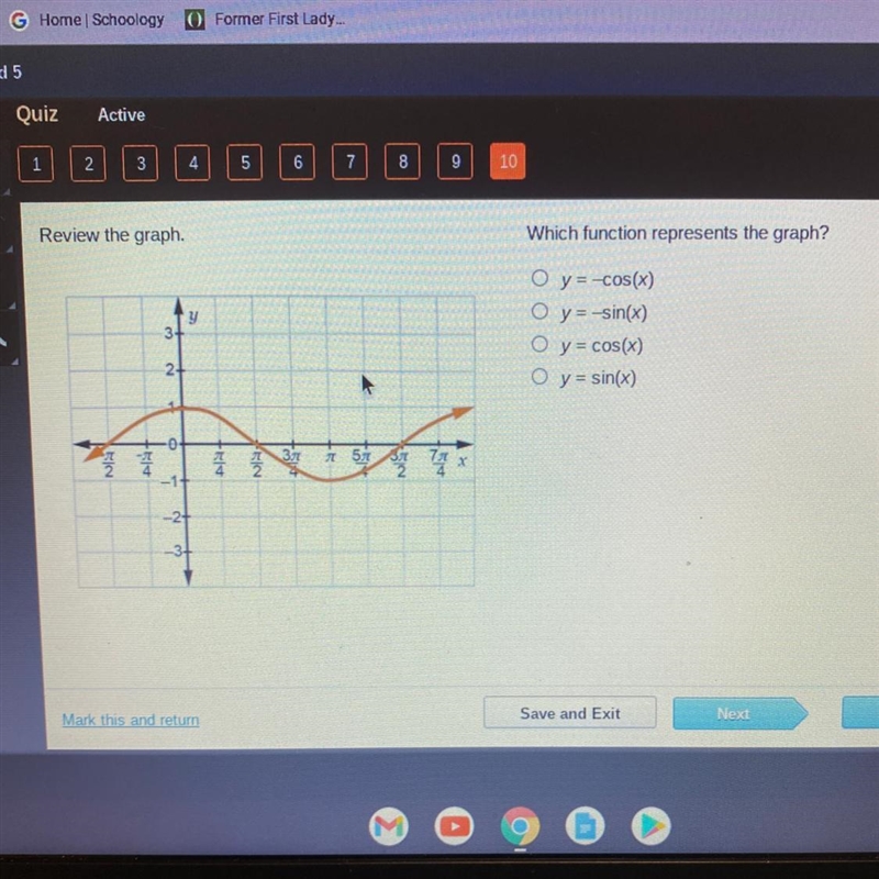 Review the graph. Which function represents the graph?-example-1