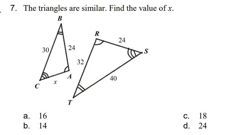 The triangles are similar. Find the value of X.-example-1