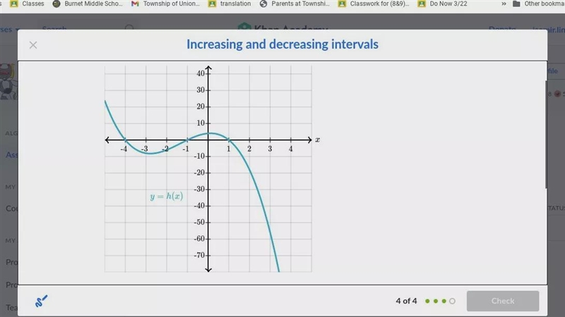 Select all intervals where h is increasing A:-5-example-1