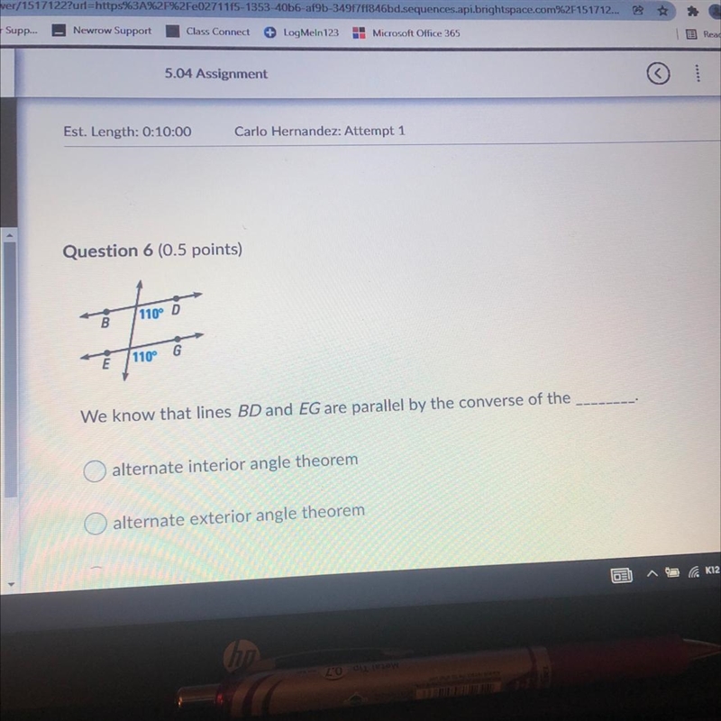 110° G E 110° We know that lines BD and EG are parallel by the converse of the We-example-1