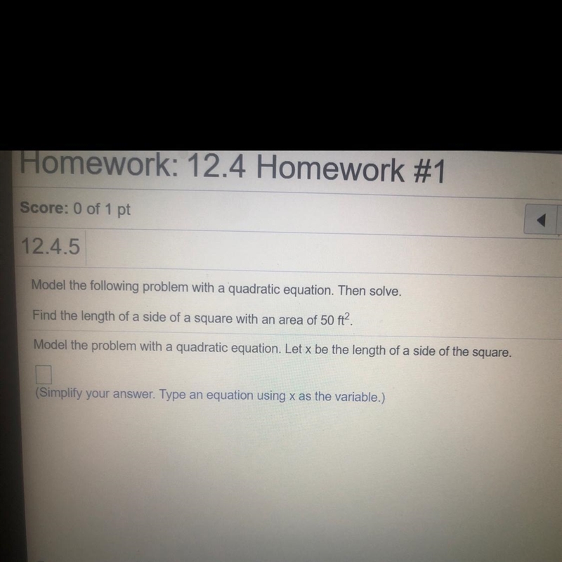 Model the following problem with a quadratic equation. Then solve.Find the length-example-1