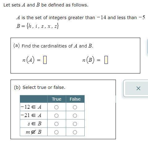 Let sets A and B be defined as follows.A is the set of integers greater than -14 and-example-1