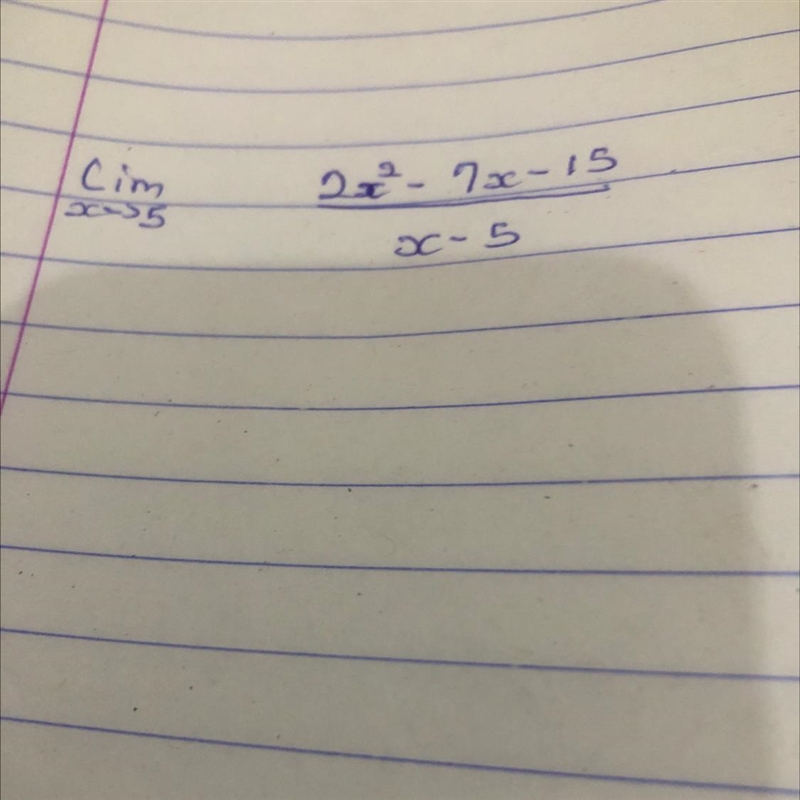 Factorize Lim 2x² - 7x -15/ x-5-example-1