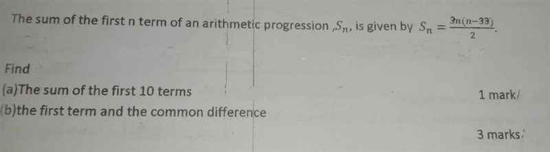 Finda) The sum of the first 10 termsb) the first term and the common difference-example-1