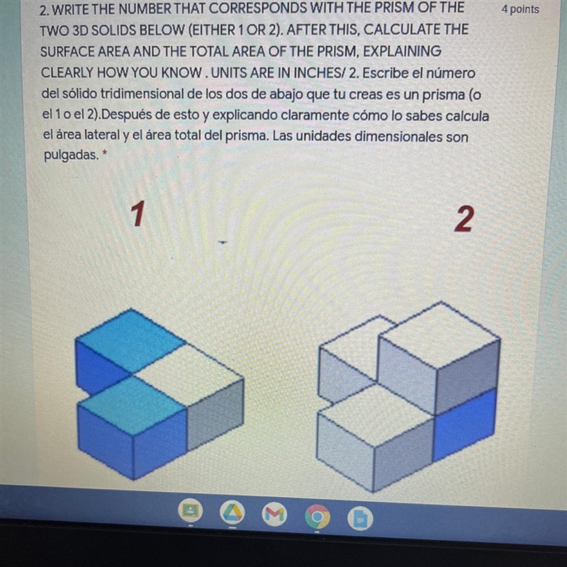 WRITE THE NUMBER THAT CORRESPONDS WITH THE PRISM OF THETWO 3D SOLIDS BELOW (EITHER-example-1