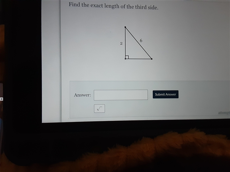 Find the exact length of the third side. 6 2-example-1