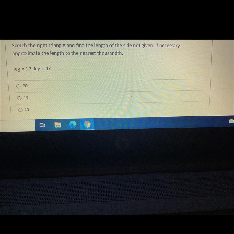 Sketch the right triangle and find the length of the side not given if necessary approximate-example-1