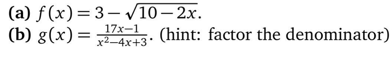 Determine the domains of the following functions. Write your answer in interval nota-example-1