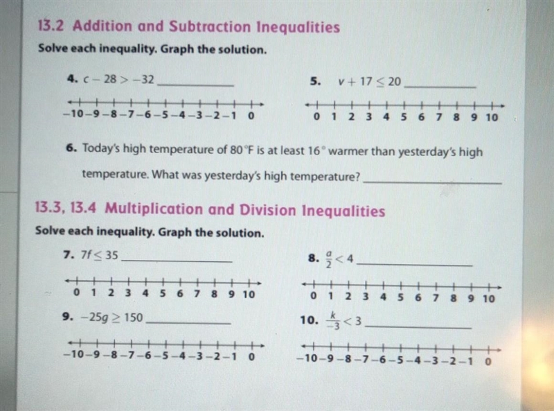 13.2 Addition and Subtraction Inequalities Solve each inequality. Graph the solution-example-1