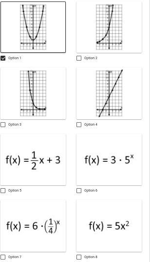 Which of the following represents an exponential function? Select all that apply-example-1