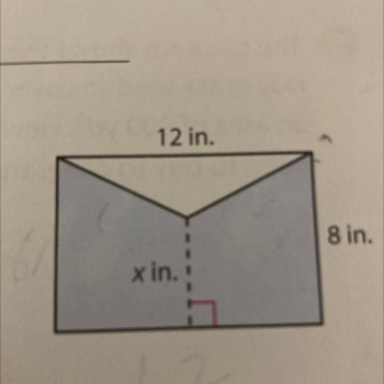 A portion of a rectangle is shaded as shown. The area of the shaded region is 78 in-example-1