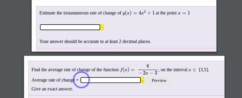 Estimate the instantaneous rate of change of y(x)=4x2+1 at the point x=1Your answer-example-1