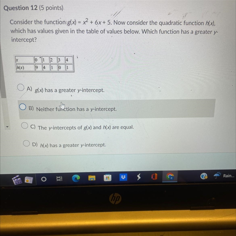 Please help!!! Consider the function g(x) = x2 + 6x + 5. Now consider the quadratic-example-1