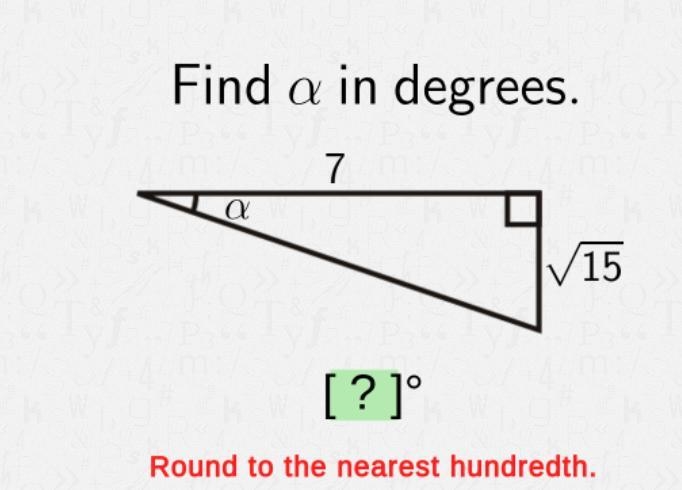 Find α in degrees. Round to the nearest hundredth-example-1